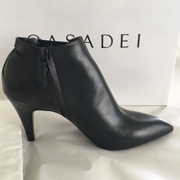 Casadei Leather Black Ankle Booties Sz 7.5US/38EU - Picture 6 of 8